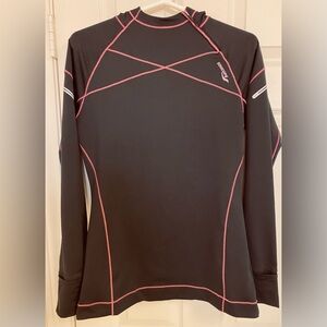 Saucony Women's Black Long Sleeve Hoody Top with Pink Stitching Accents